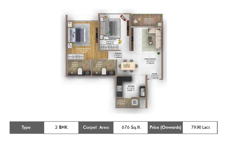 2 BHK 676 Sq.ft