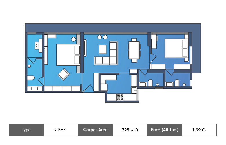 2 bhk-725 Sq.ft.