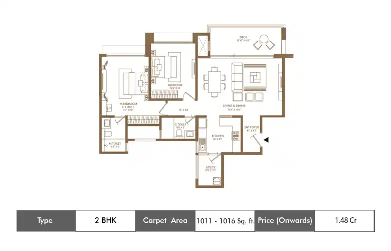 2 BHK 1011-1016  Sq.ft