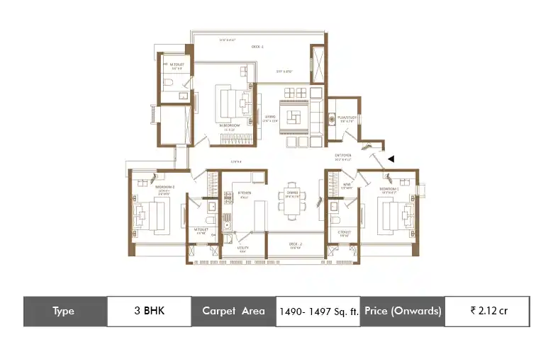 3 BHK 1490-1497 Sq.ft