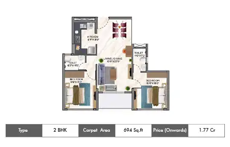 2 BHK 694 Sq.ft.